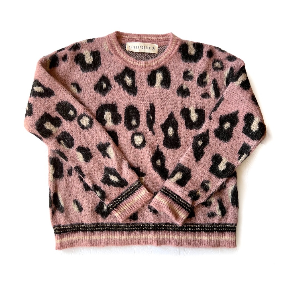 SHIRTAPORTER Leopard Print Pullover Sweater, Animal Print, Made in Italy Size 42